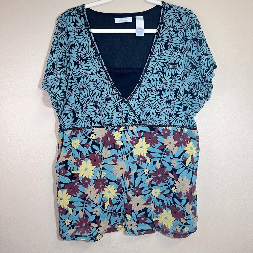 JH collectibles woman size 3X beautiful short sleeve blouse EUC - Picture 1 of 3